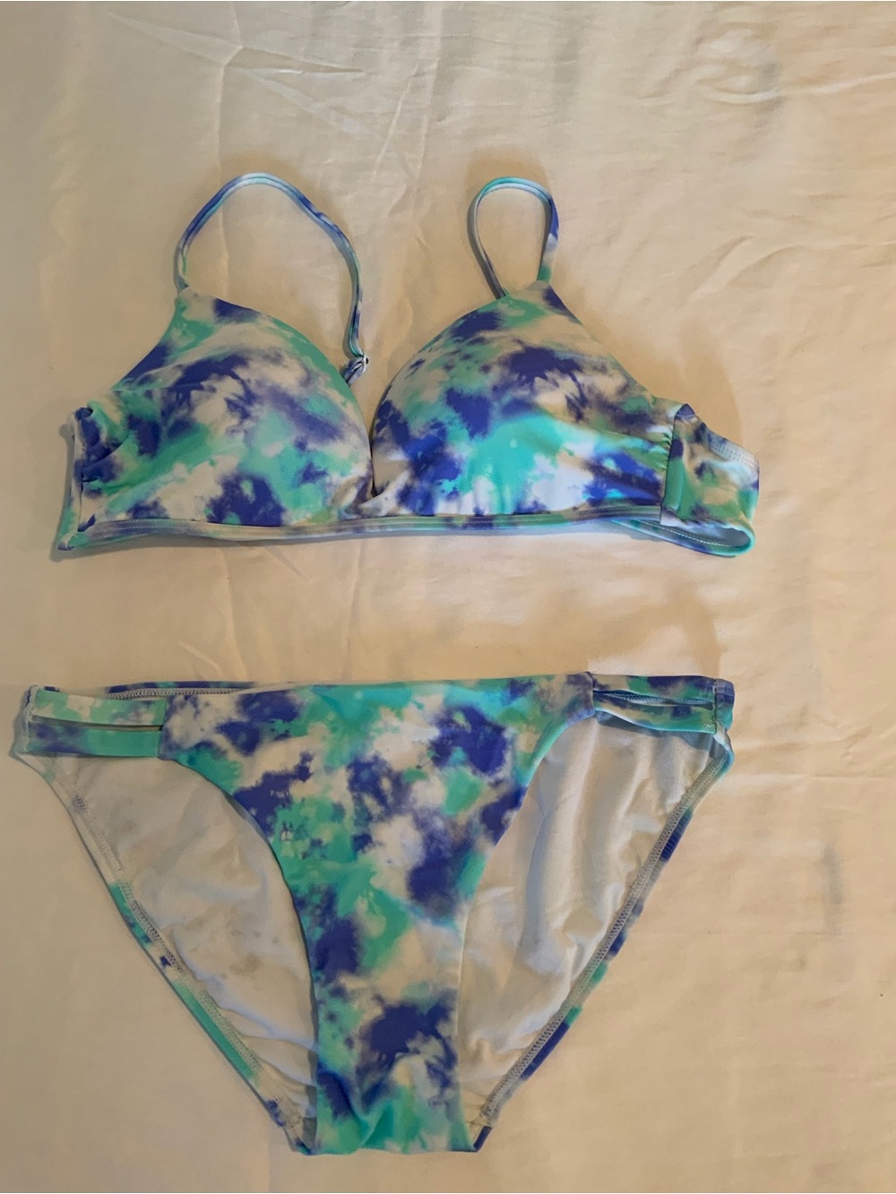No Boundaries Blue Green Tie-Dye Bikini Set